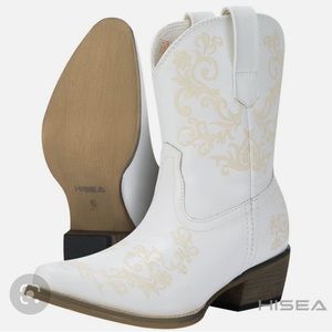 Hisea White Cowboy Boots